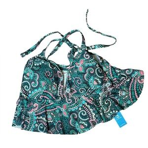NWT Cupshe Colorful Paisley Halter ruffle Bikini Top adjustable straps Top only